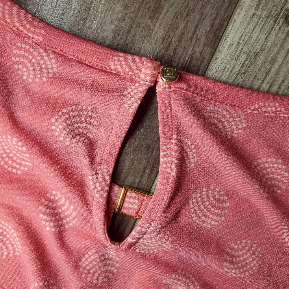 Liz Claiborne Coral Pink Women's Keyhole Blouse with Goldtone Hardware Size XL - Picture 10 of 16
